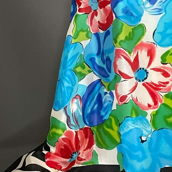 Vibrant Vintage Echo Silk Scarf Bold Florals Stripes 31 In Excellent Condition - Picture 7 of 9